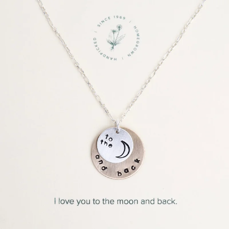 women's necklaces with intertwined pendants -Double Disc "To the Moon, and Back" Necklace