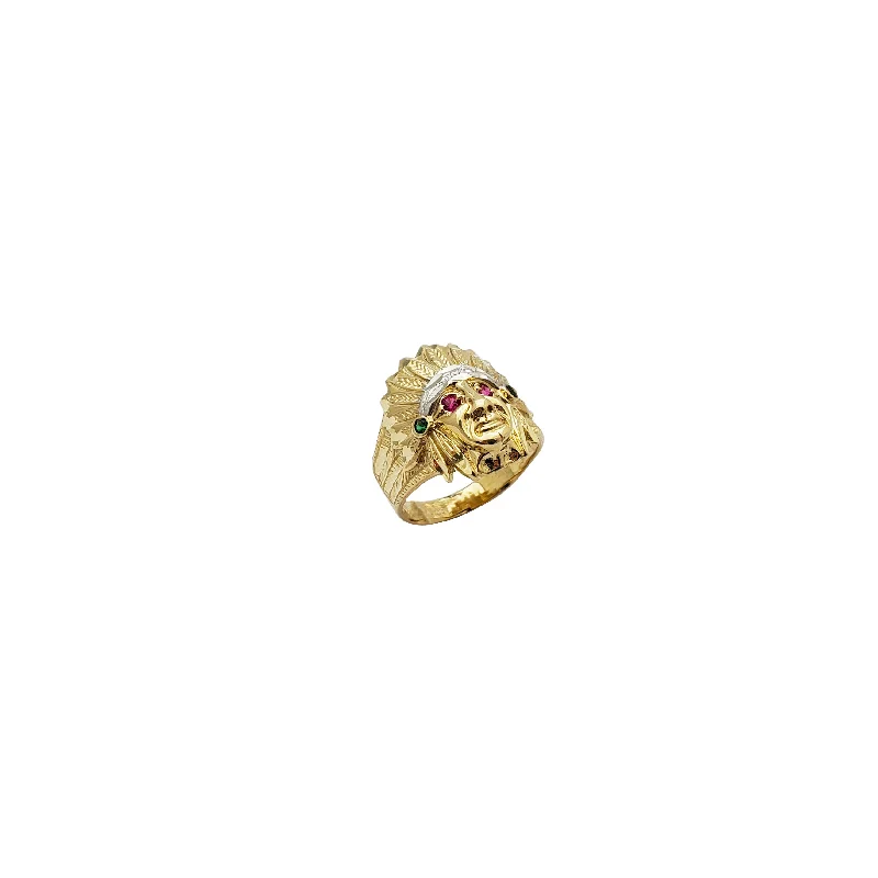 women's rings silver -Indian Head Ring (14K)