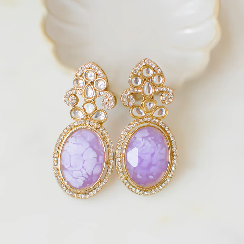 women's earrings with vintage style -Avina Earrings - Lilac