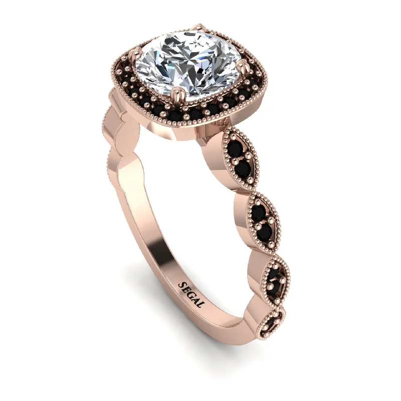 women's engagement rings with cathedral design -Vintage Inspired Diamond Halo Ring - Frances No. 32