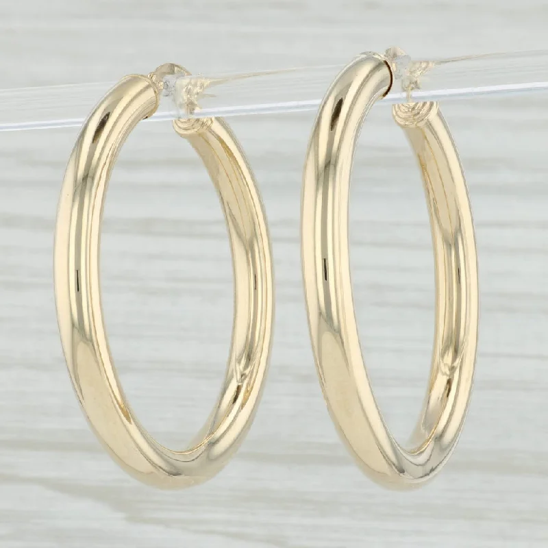 women's earrings with infinity symbol -New Round Hoop Earrings 14k Yellow Gold 4 x 39mm Pierced Hoops