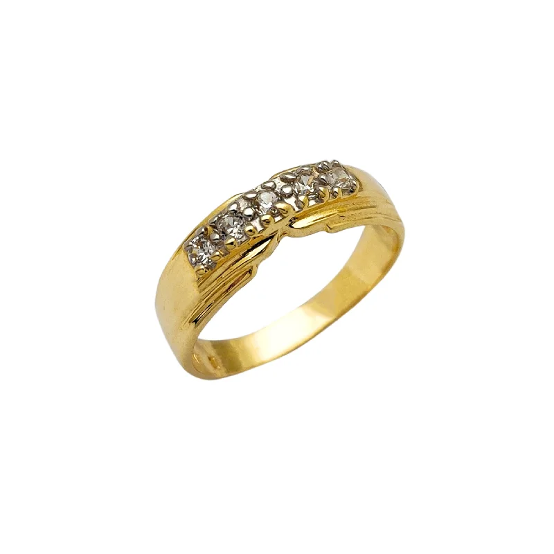 women's rings with diamond accents -Stone-Set Deluge CZ Ring (14K)