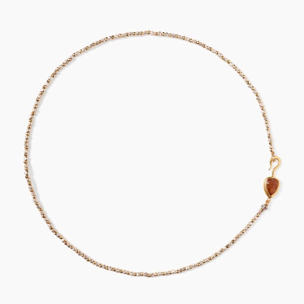 women's necklaces with minimal design -Rahel Beaded Necklace in Hessonite