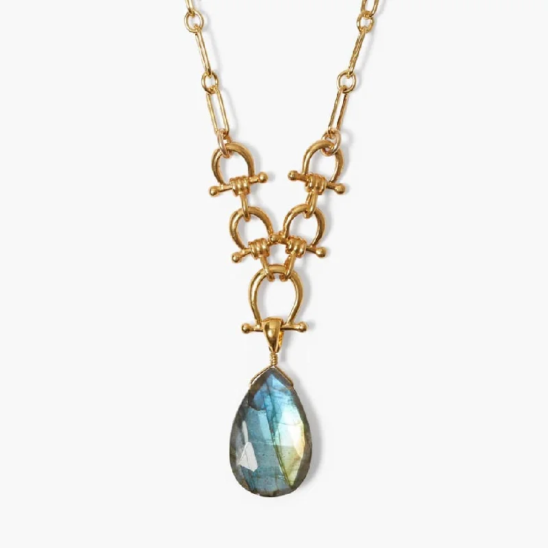 women's necklaces with statement stone -Gold Cheval Labradorite Necklace