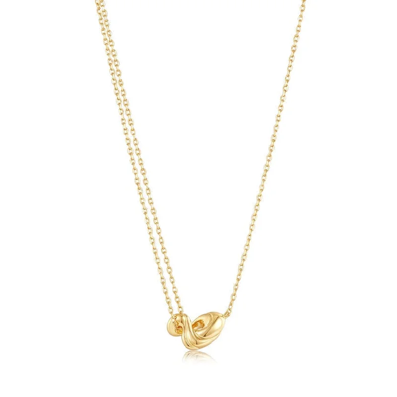 women's necklaces with infinity pendant -Gold Twisted Wave Mini Pendant Necklace