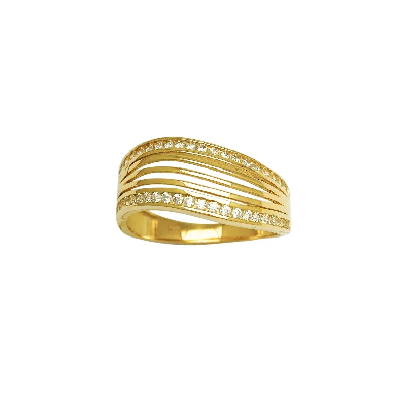 women's rings with modern flair -Channeled Ice Split-Crest Ring (14K)