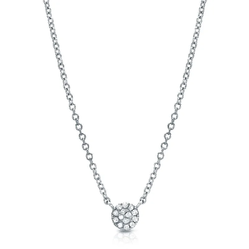 women's necklaces with geometric shape -14k White Gold Petite Pavé Diamond Circle Necklace