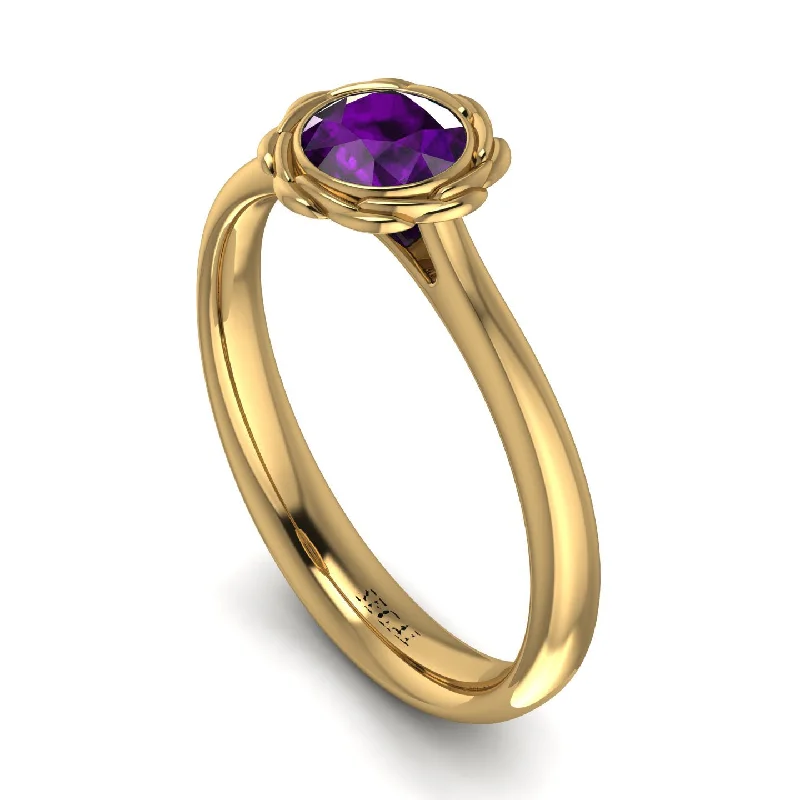 women's engagement rings with mixed metals -Solitaire Minimalist Amethyst Ring - Eden No. 301