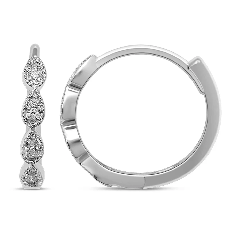 women's earrings silver -14K White Gold 1/10 Ct.Tw. Diamond  Stackable Hoop Earrings