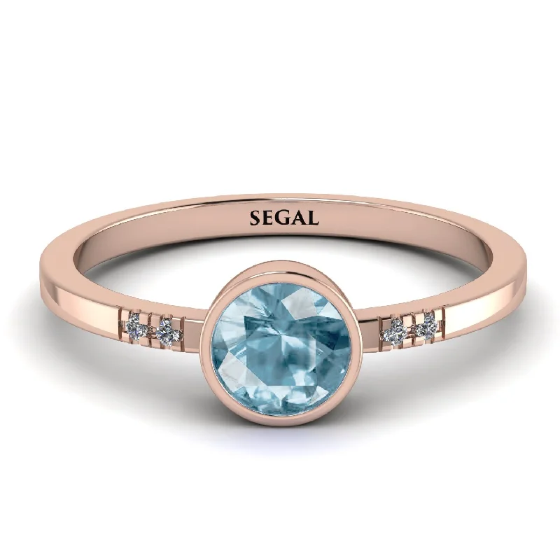 women's engagement rings with low setting -Bezel Minimalist Aquamarine Ring - Kinsley No. 402