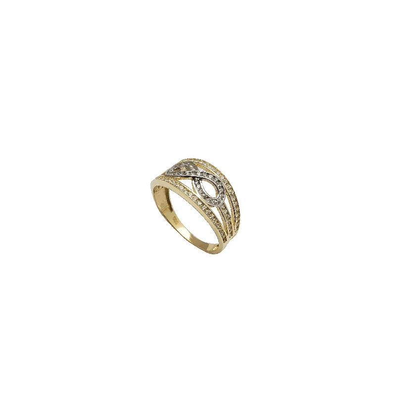 women's rings with diamond cluster -Two-Tone Enveloped Infinity Ring (14K)