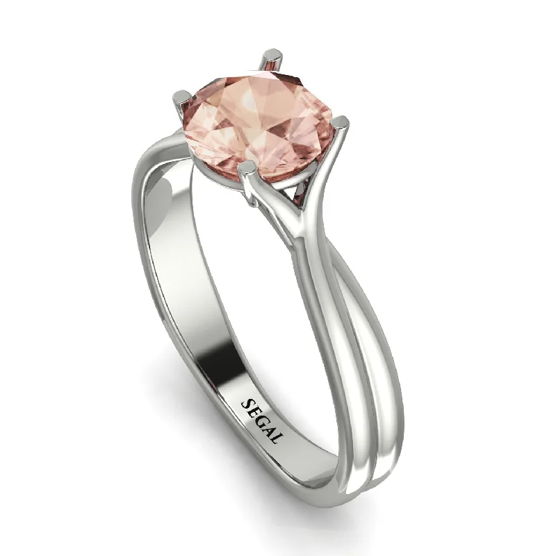 women's engagement rings with two-tone finish -Solitaire Twist Shank Morganite Ring - Eleanor No. 903