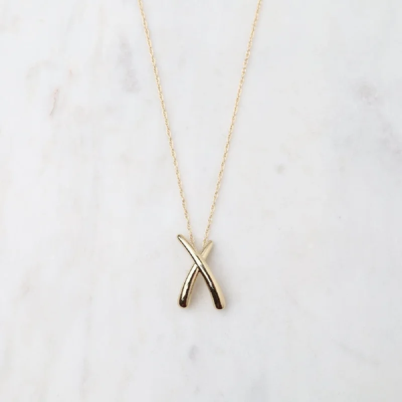 women's necklaces with choker style -14K Yellow Gold Medium "X" Necklace