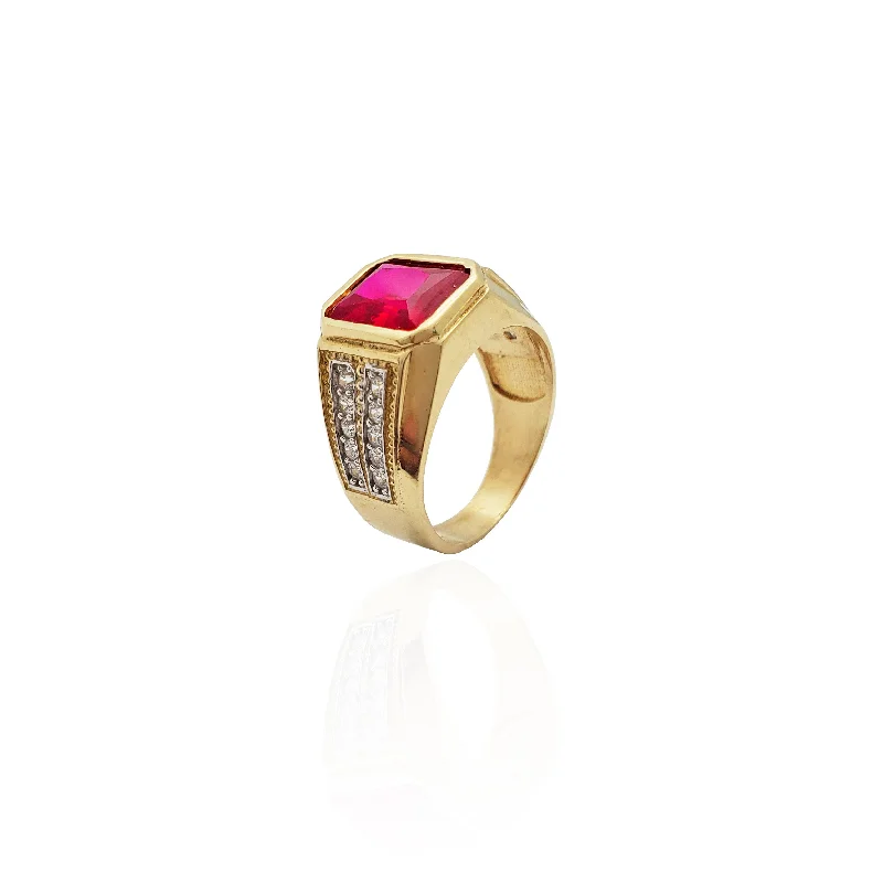 women's rings with timeless appeal -Emerald-Cut Red Stone Ring (14K)