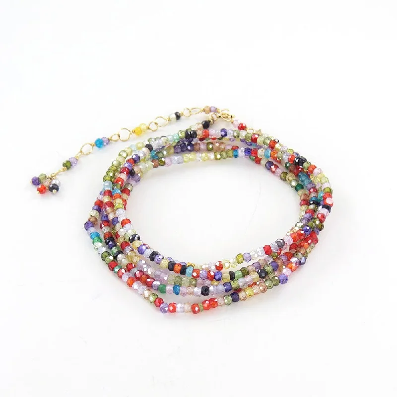 women's necklaces with diamond accents -Multi Colored CZ Wrap Bracelet & Necklace