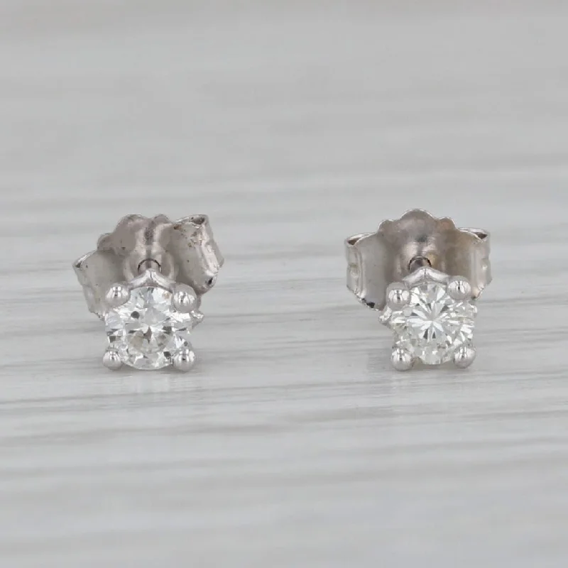 women's earrings with statement design -New 0.20ctw VS2 Diamond Stud Earrings 14k White Gold Round Solitaire Studs