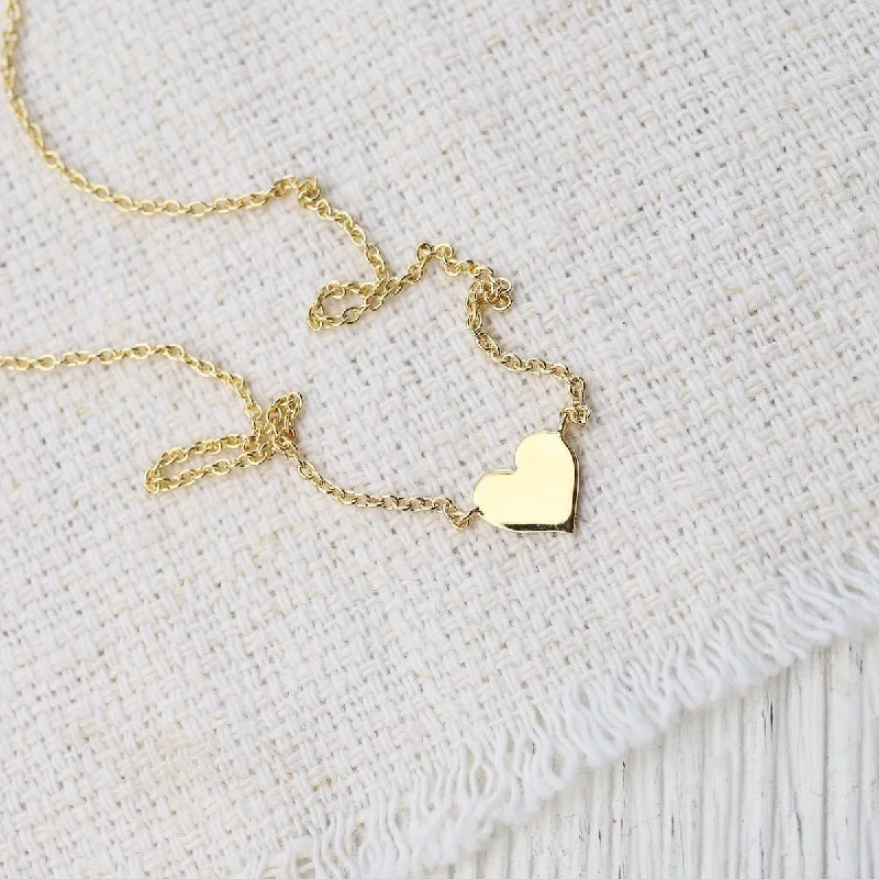 women's necklaces with statement diamonds -Gold Vermeil Flat Heart Necklace