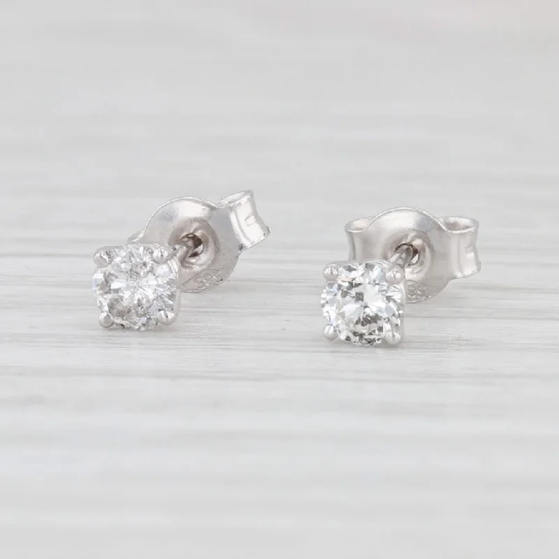 women's earrings with romantic design -New Small 0.35ctw Diamond Stud Earrings 14k White Gold Round Cut Solitaire