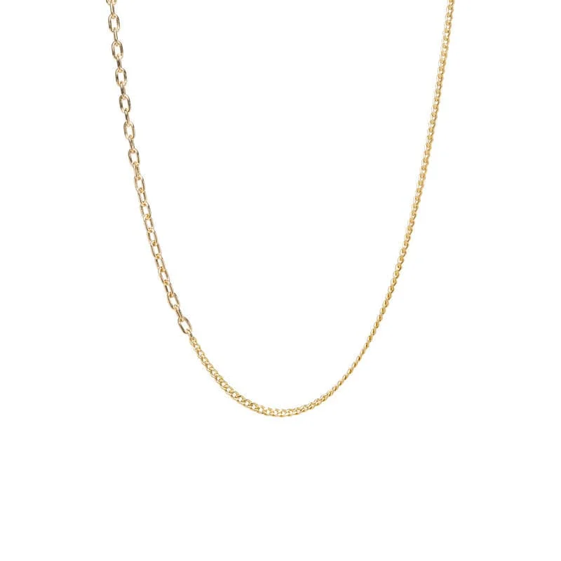 women's necklaces with custom charm -14k Gold Mixed XS Curb & Small Square Oval Link Chain Necklace