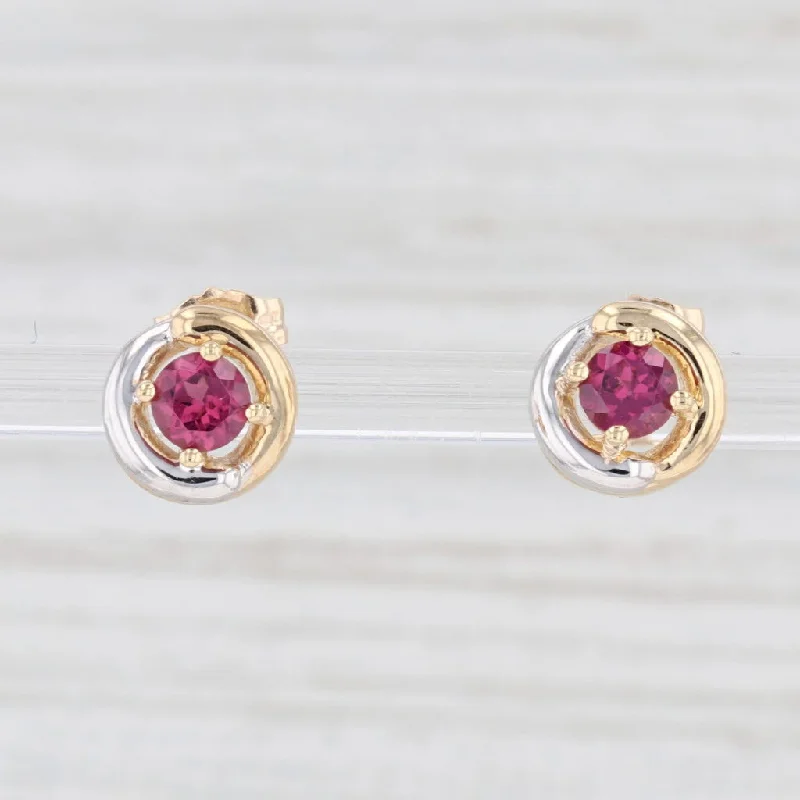 women's earrings with small studs -New 0.80ctw Round Garnet Knot Stud Earrings 14k Gold January Birthstone