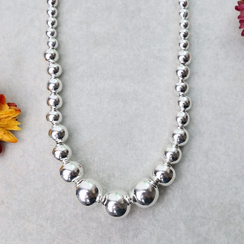 women's necklaces with celestial charm -Graduated Sterling Silver Ball Necklace