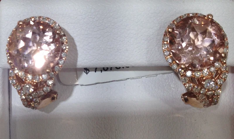 women's earrings with festive style -14k Rose Gold Morganite Earrings