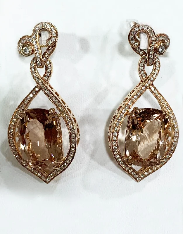 women's earrings with star-shaped design -14k Rose Gold Morganite Earrings