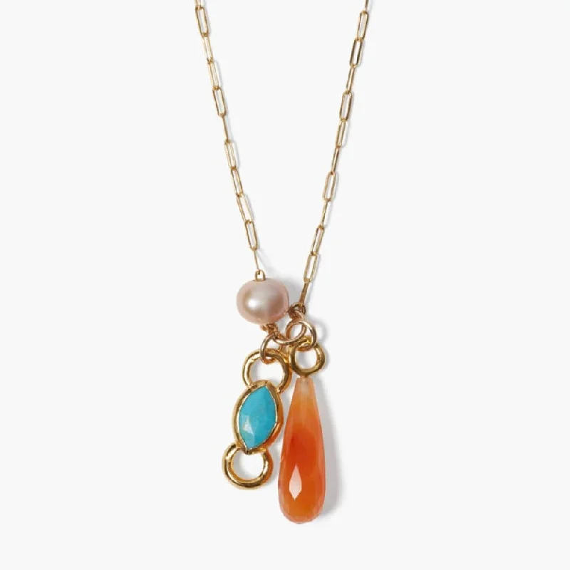 women's necklaces with radiant diamonds -Castillo Charm Necklace in Turquoise Mix