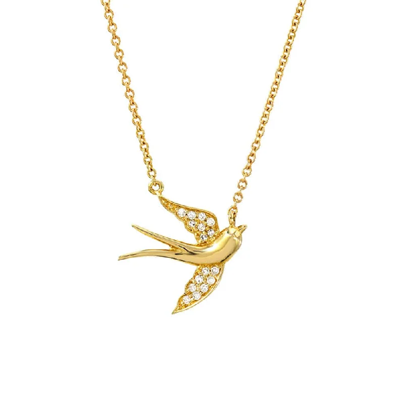 women's necklaces with aquamarine -14k Swallow Necklace