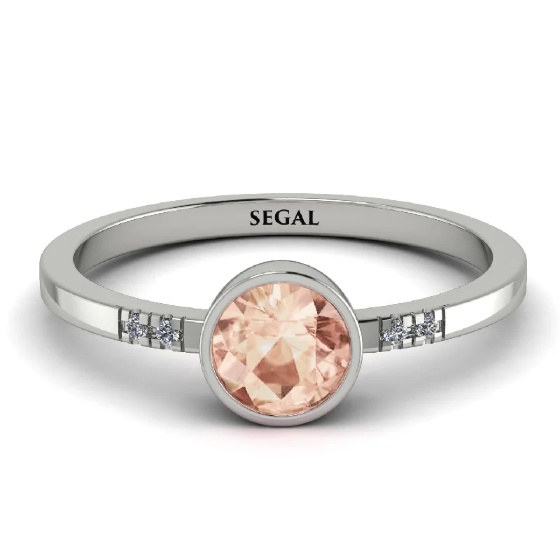 women's engagement rings with floral design -Bezel Minimalist Morganite Ring - Kinsley No. 903