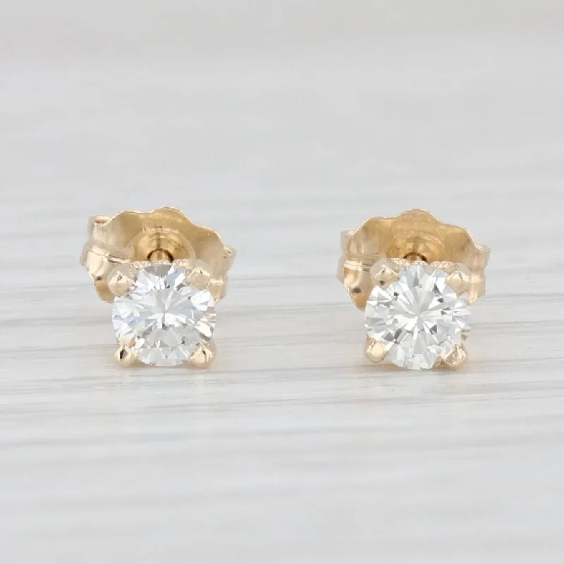 women's earrings with geometric pattern -New 0.34ctw VS2 Round Diamond Solitaire Stud Earrings 14k Yellow Gold