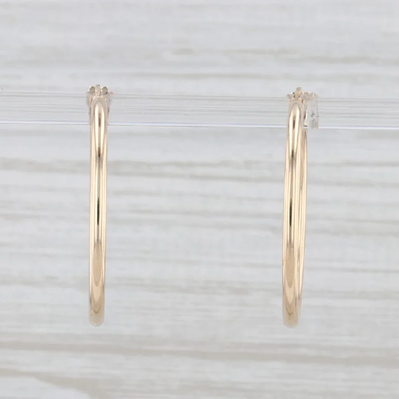 women's earrings with chandelier design -New Hoop Earrings 14k Yellow Gold Snap Top Pierced 30mm x 2mm