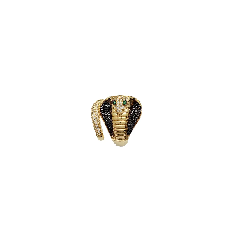 women's rings with pearl -Iced-Out Coiled Cobra Ring (14K)