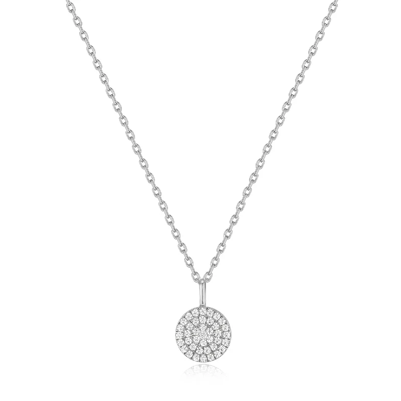 women's necklaces with vintage style -Silver Glam Disc Pendant Necklace