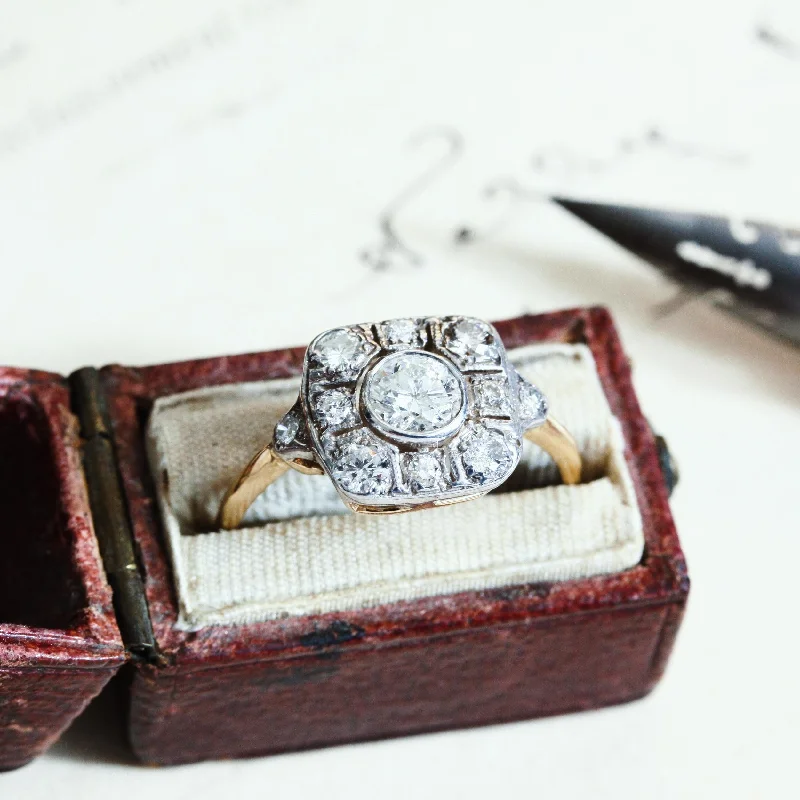 women's engagement rings with delicate band -Luxe Lovely Art Deco Diamond Cluster Ring