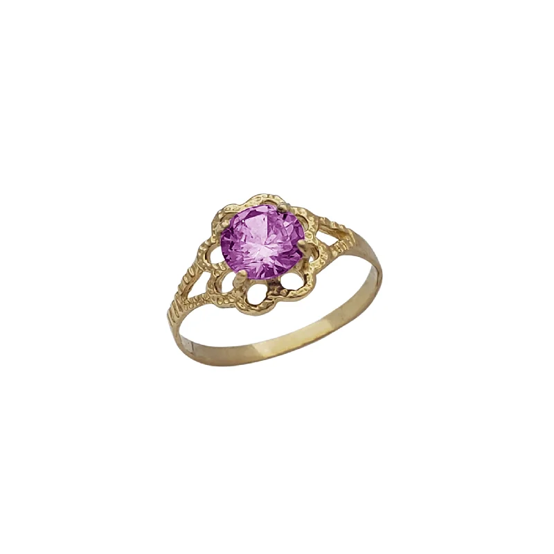 women's rings with boho chic design -[Baby-Kid's] Zirconia Birthstone Blossom Flower Ring (14K)