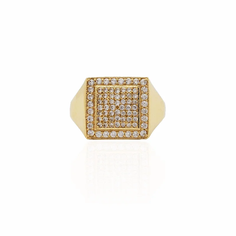 women's rings with rose gold band -Square CZ Ring (14K).