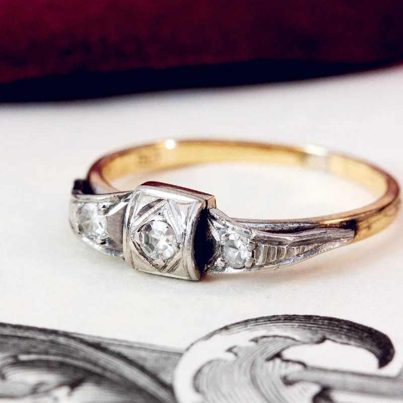 women's engagement rings with floral diamond setting -Dahling! Vintage Art Deco Diamond Bow Ring