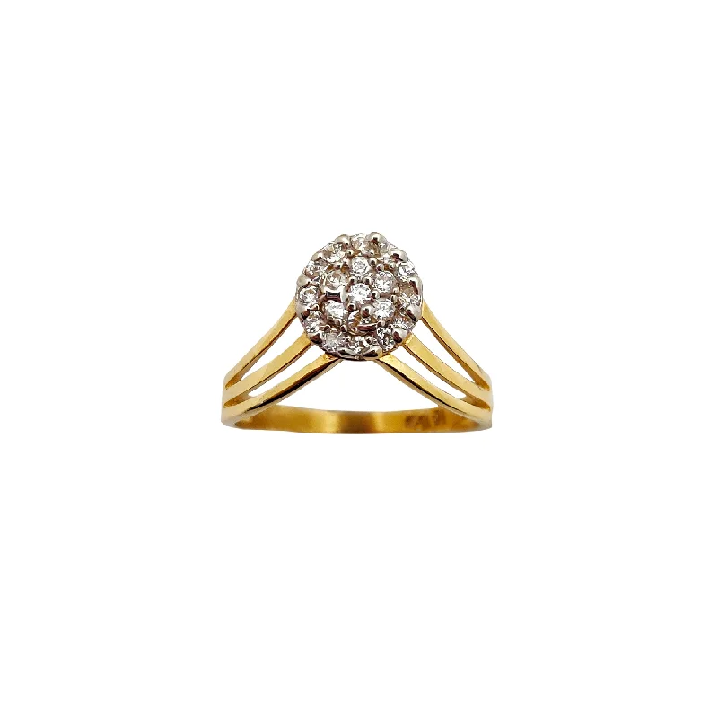 women's rings with delicate diamond accents -Chevron Insignia CZ Cluster Ring (14K)