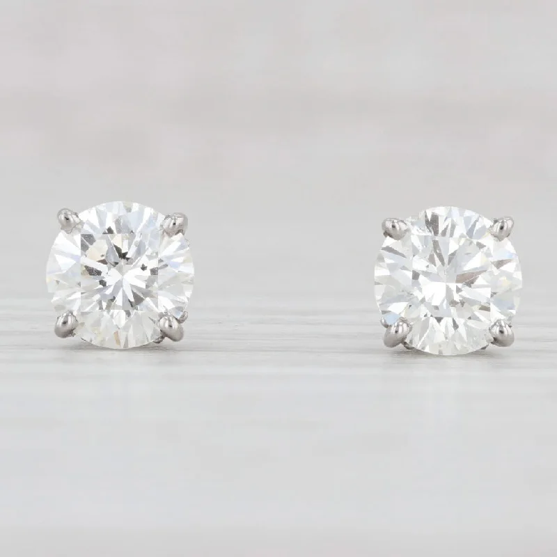 women's earrings with stud posts -New 3.02ctw Diamond Stud Earrings Platinum Round Brilliant Solitaire Studs GIA