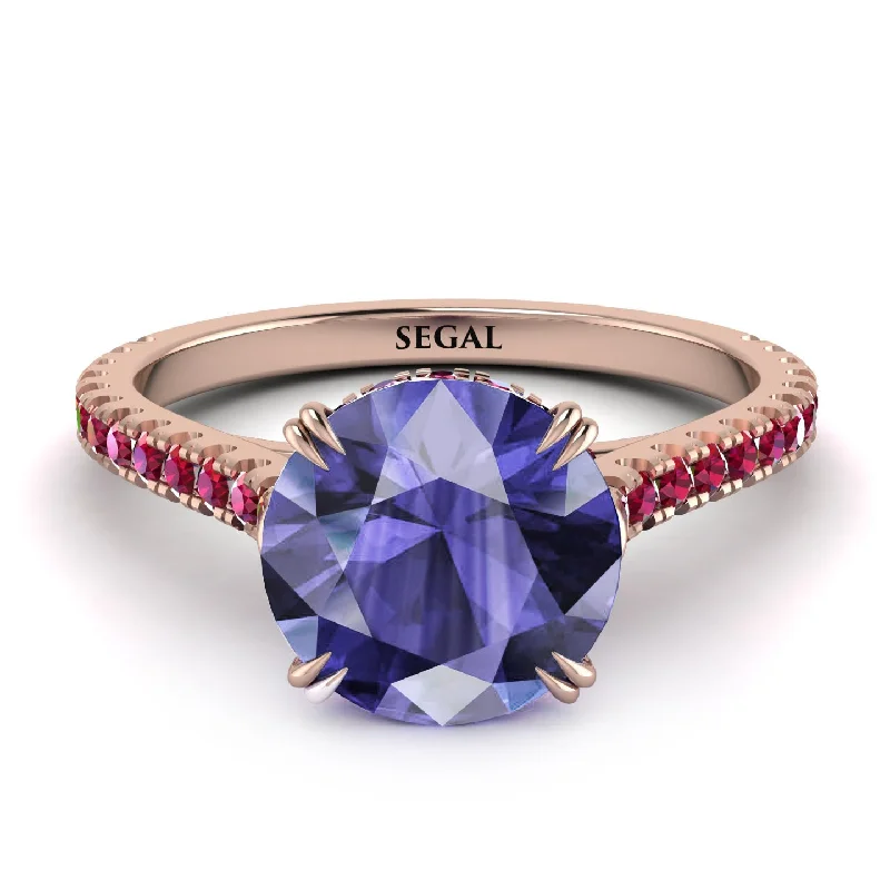 women's engagement rings with classic solitaire -Hidden Diamond Double Cat Claw Prongs Tanzanite Ring - Hazel No. 211