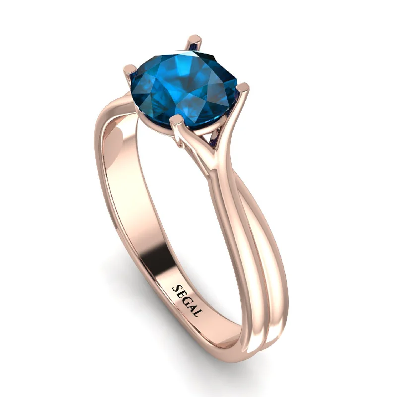 women's engagement rings with matching ring set -Solitaire Twist Shank Blue Topaz Ring - Eleanor No. 502