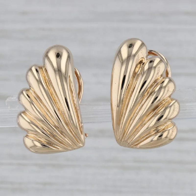 women's earrings with matching necklace set -Dan Frere Wing Earrings 14k Yellow Gold Clip On Omega Backs