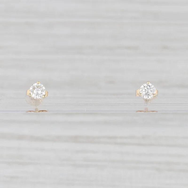 women's earrings with diamond accents -0.41ctw Diamond Stud Earrings 14k Yellow Gold Round Brilliant Solitaire Studs