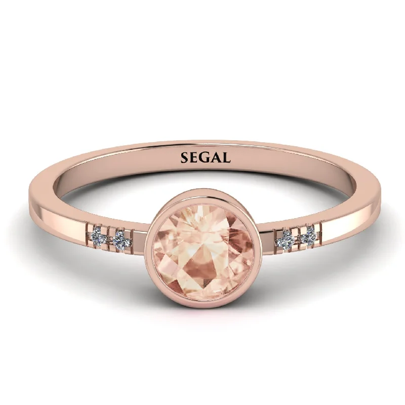 women's engagement rings with princess cut diamond -Bezel Minimalist Morganite Ring - Kinsley No. 902