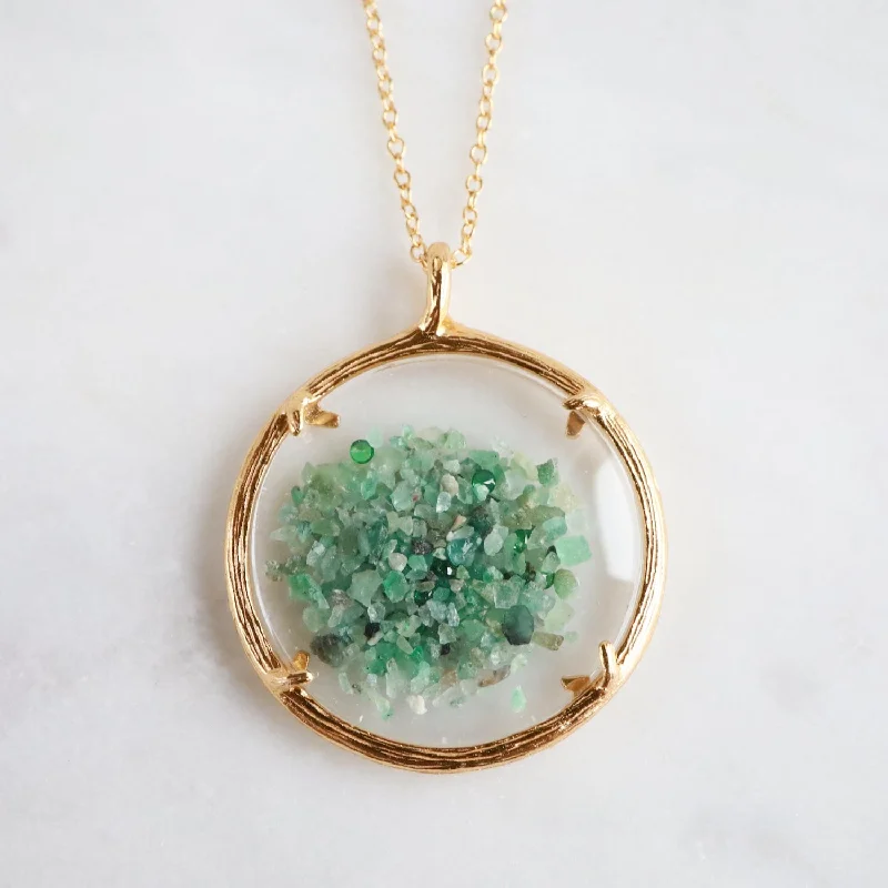 women's necklaces with statement stone -Large Shaker Necklace - 18k Gold Vermeil/Emerald