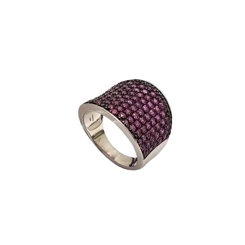 women's rings with modern design -Purple Zirconia Pave Ring (Silver)