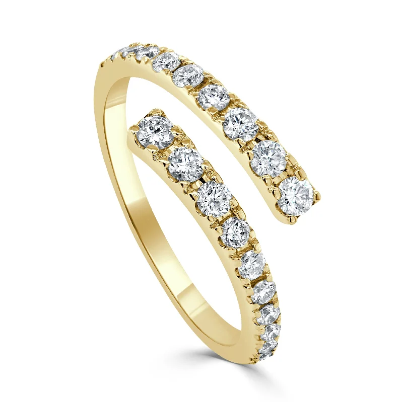 women's engagement rings with round diamond -14K Gold & Diamond Crossover Ring