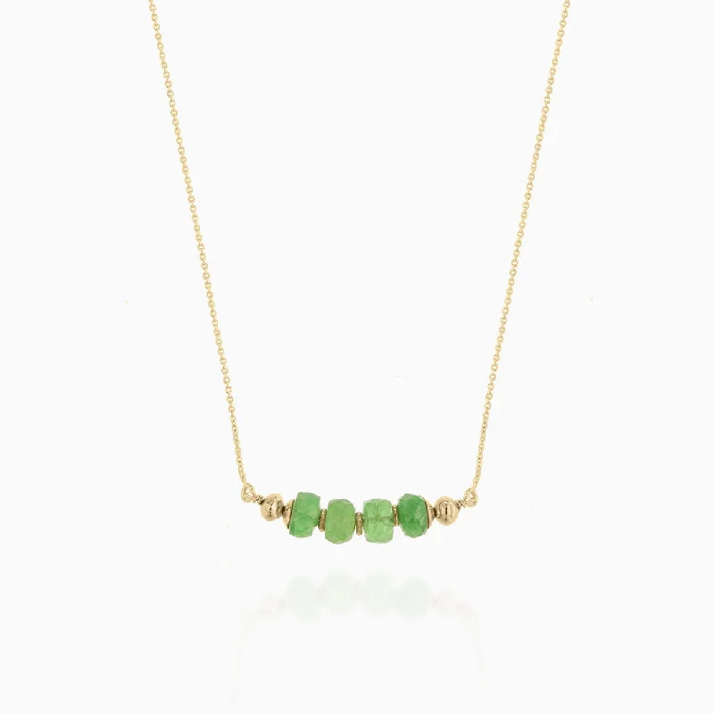 women's necklaces with sleek silver chain -Necklace with Emerald Beads