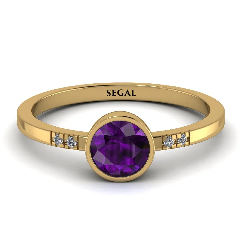 women's engagement rings with platinum setting -Bezel Minimalist Amethyst Ring - Kinsley No. 301